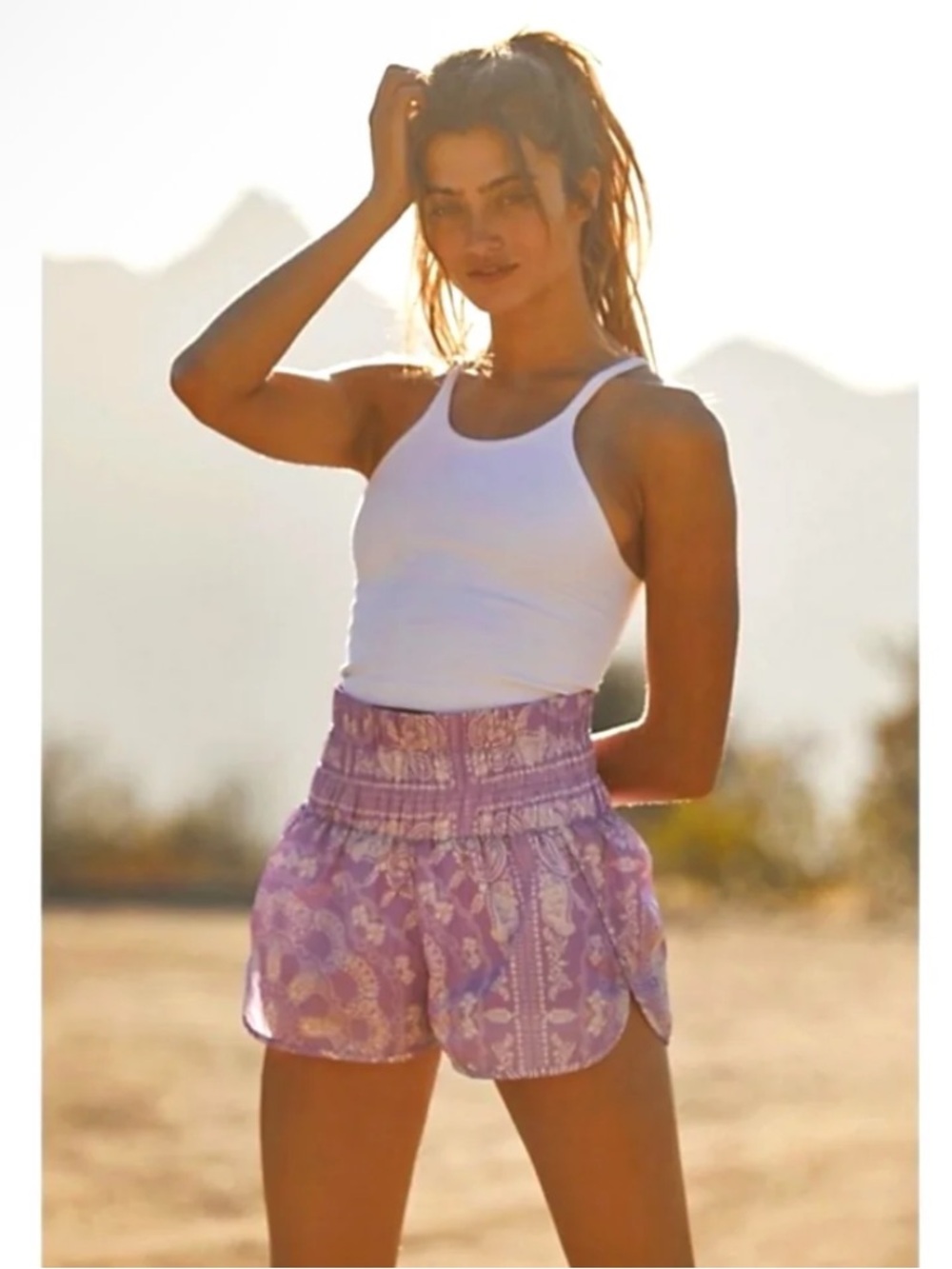 FP Movement by Free People The Way Home Shorts Purple Bandana Print S